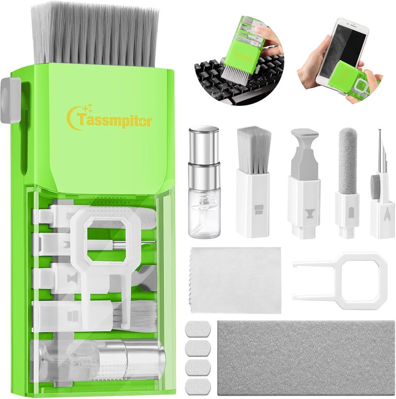 Tassmpitor Laptop Screen Keyboard Cleaner Kit, All in 1 Electronics Cleaning Tool for MacBook iPad iPhone Pro Cell Phone, Brush Tool for Tablet, Computer, PC Monitor,TV Camera Lens with Patent, Green - Image 1
